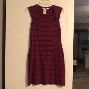 Max Studio plum ruffle tiered dress.